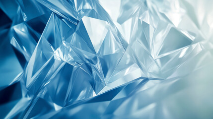 Abstract Digital Design with Crystalline Ice Shapes in Blue and White Hues