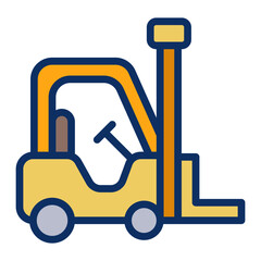 Forklift Vector Line Filled Icon Design