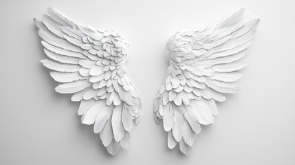 White Angel Wings, Isolated on White