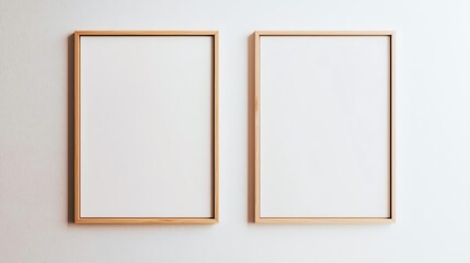 Minimalist empty frames on a white wall, perfect for displaying artwork or photos.