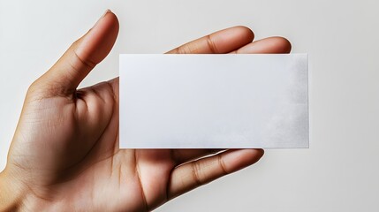 Obraz premium Hand Holding Blank White Business Card Mockup for Branding and Design