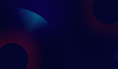 An abstract technology-themed design with smooth radiating curves forming a partial circular wave. The combination of dark tones and neon-like red and blue highlights. abstract background