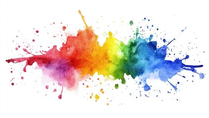 Rainbow watercolor splash explosion.