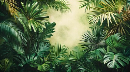 Lush Tropical Foliage Creates A Vibrant Green Frame