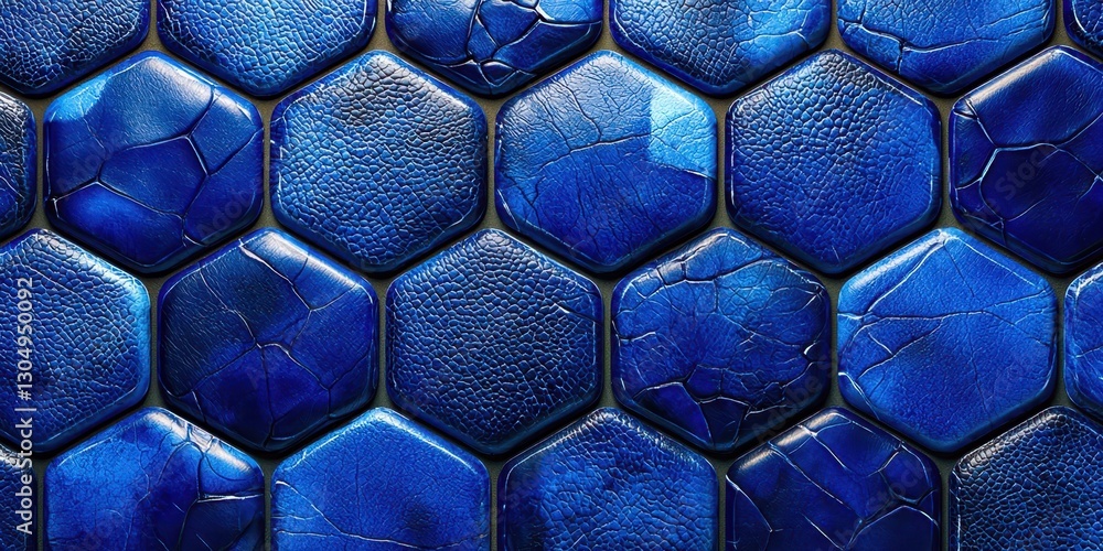 Poster blue tile with a pattern of cracks