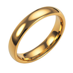 gold wedding band on transparent background