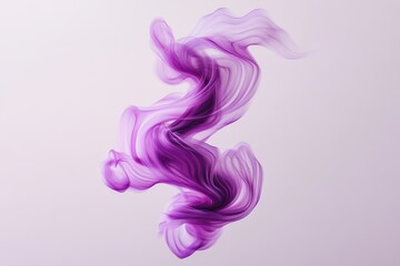 Fototapeta premium Colorful swirling purple smoke creates an abstract design against a light background in a studio setting