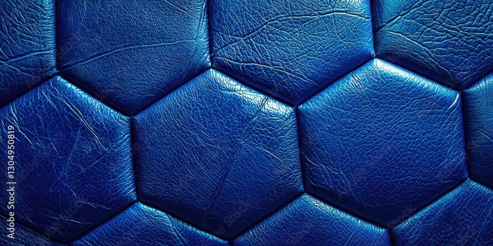 Poster blue leather surface with a hexagonal pattern