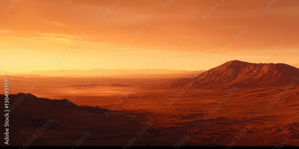 Poster desert with a mountain in the background