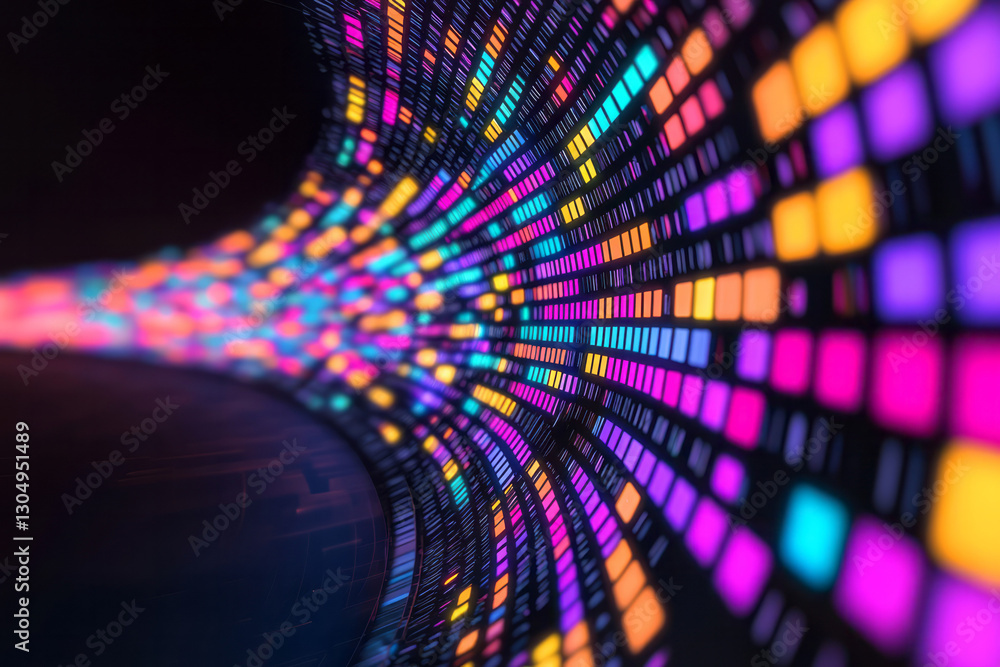 Poster a high-definition futuristic display of a scalable synergy matrix, with glowing pathways and