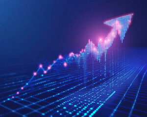 High Tech Market Analytics Display with Pixelated Financial Trends