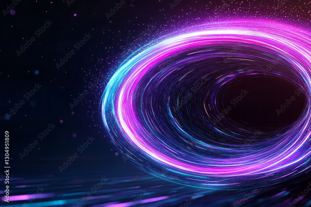 Poster a sleek, abstract visualization of a dynamic leverage loop with swirling neon lines and overlapping