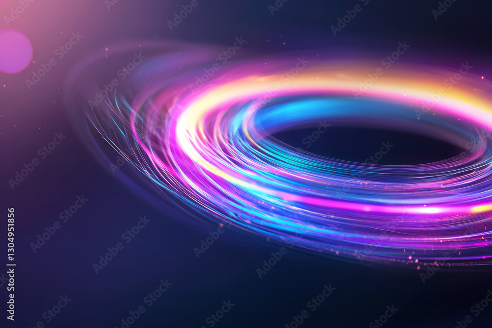 Poster a sleek, abstract visualization of a dynamic leverage loop with swirling neon lines and overlapping