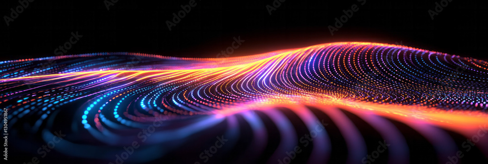 Poster a luminous digital grid of interconnected nodes, forming a dynamic leverage loop that pulses with