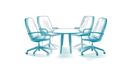 Obraz premium Office meeting room illustration, meeting chairs and table, graphic design, background for presentation