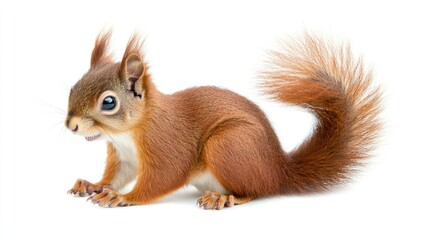 Obraz premium Energetic Red Squirrel, Isolated on White