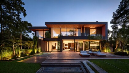 beautiful modern suburban home with a well-maintained front yard