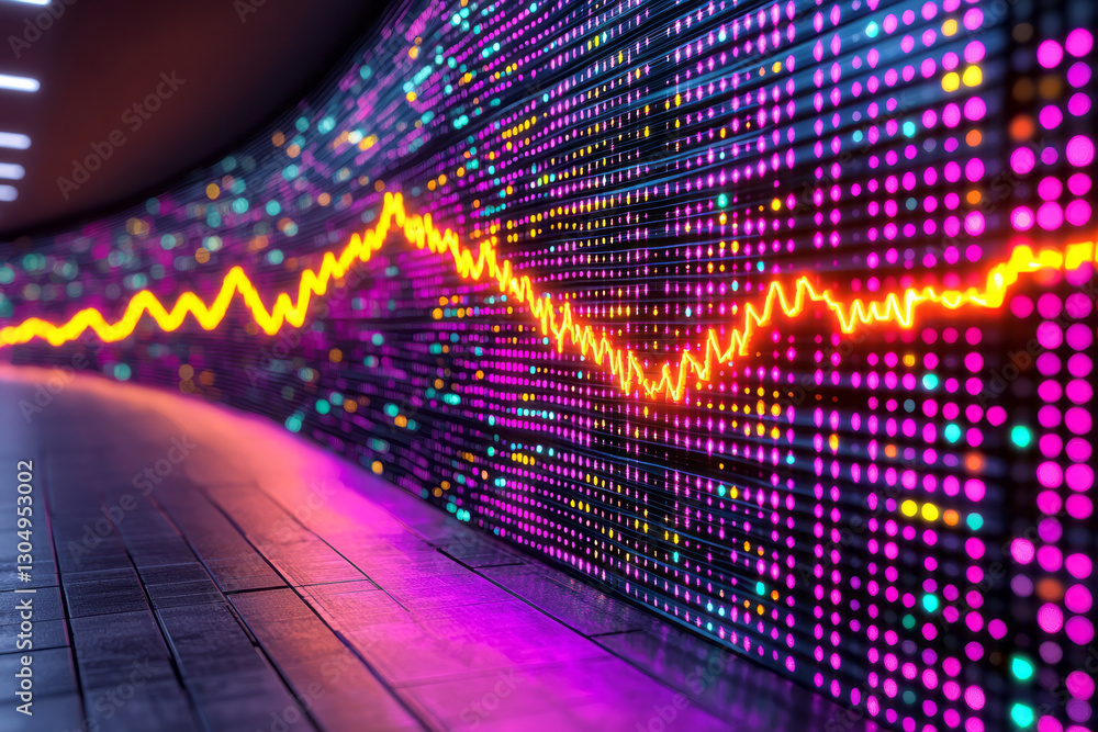 Poster an ultra-modern digital interface displaying an innovative equity pulse, where luminous nodes and