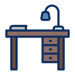 Desk Vector Line Filled Icon Design