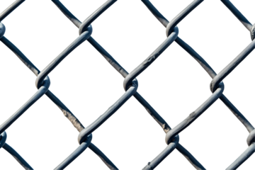 Weathered chain-link fence on transparent background