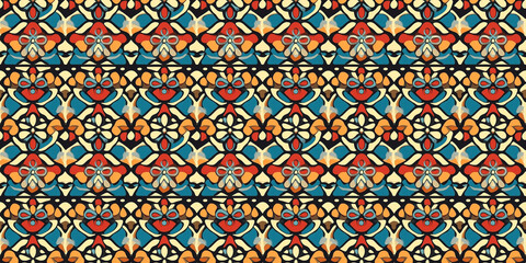 Vibrant floral pattern with seamless design featuring bold colors and intricate details. pattern icon