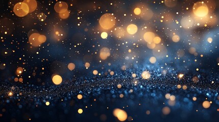 Obraz premium Bokeh Lights Background with Golden and Blue Sparkles