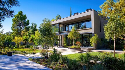 Geometric Contemporary Villa with Sunlit Facade