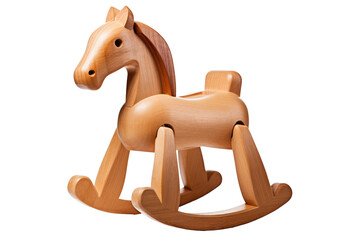 A classic wooden rocking horse toy on transparent background