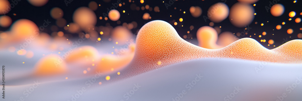 Poster a surreal digital landscape where luminous fungal networks intertwine with pulsating quantum