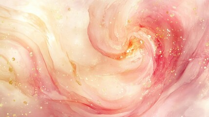 Obraz premium Floral swirl in pink and champagne with golden spots of light floating in a dreamy haze