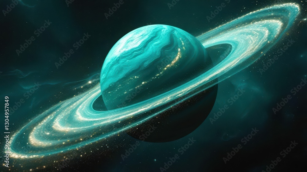 Canvas Prints blue planet with a ring around it
