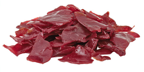 Obraz premium Sliced smoked beef jerky exhibits rich deep red color and glossy texture