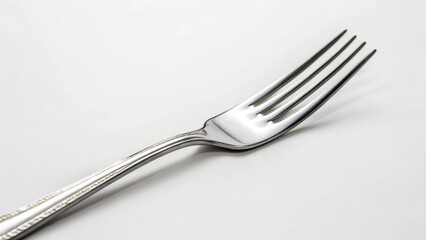 Stainless Steel Fork on White Background