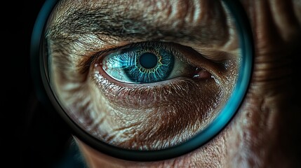 A Close Up View Of A Mans Blue Eye