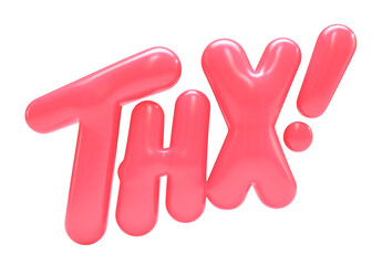 THX 3D Glossy Balloon Text Design on Transparent Background.