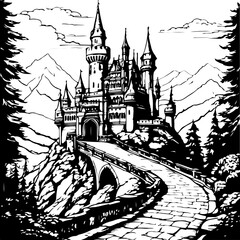 architecture, sketch, building, coloring page, drawing, church, vector, city, illustration, old, castle, travel, europe, art, tower, house, paris, cathedral, town, vintage, landmark, design, ancient, 