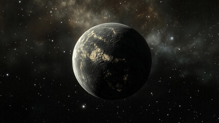 Obraz premium Mysterious Dark Planet in the Depths of the Universe