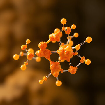 Fucoxanthin, C42H58O6, xanthophyll molecule. It has anticancer, anti-diabetic, anti-oxidative, neuroprotective properties. Molecular model