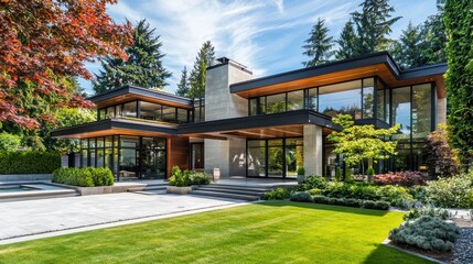 Obraz premium Modern Geometric Luxury Home with Sunlight