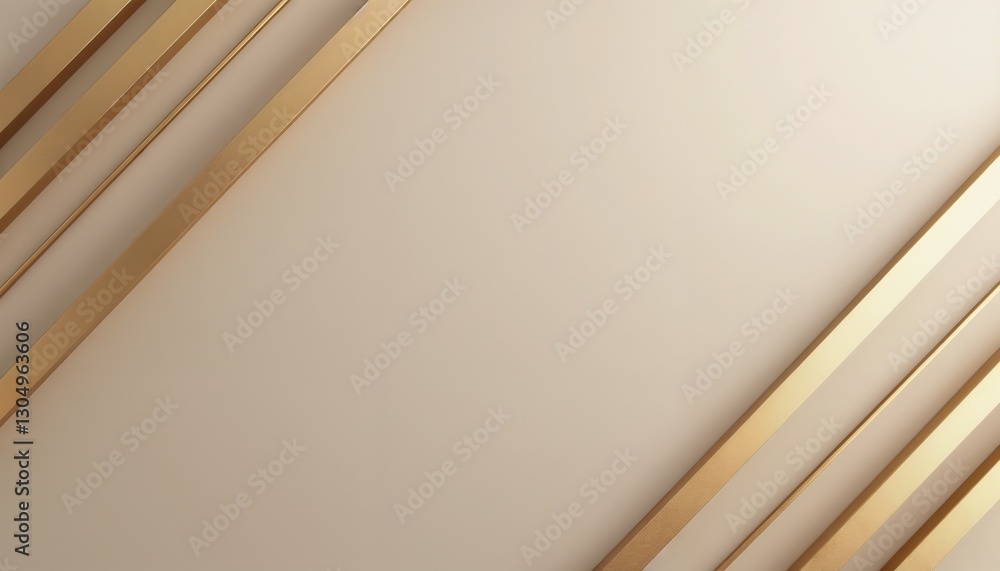 Poster Soft taupe background with thin diagonal golden trend lines on the corners, balanced and structured design