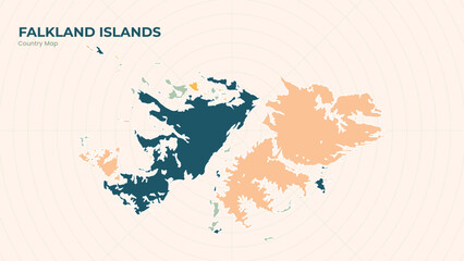 Map of Falkland Islands isolated modern colorful State. Use for Website Layouts, Background, Education, Customizable, Travel Worldwide, Silhouette Backdrop, Earth Geography, Political.