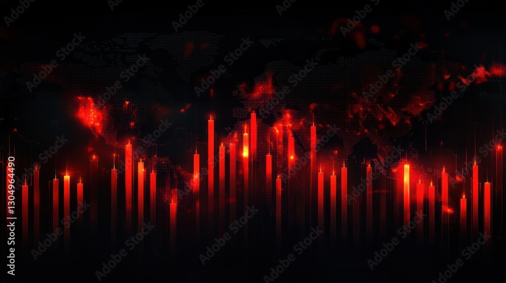 Aufkleber abstract fire map of world with glowing columns. possible use for backgrounds