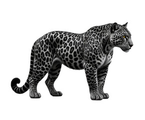 Fototapeta premium Grayscale leopard with transparent background