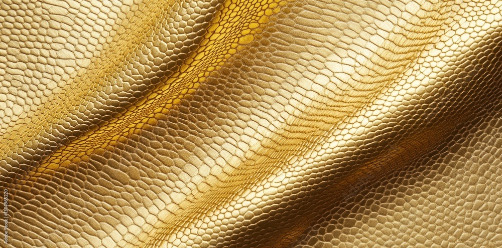 Poster a close-up of shimmering golden fabric with a textured surface, showcasing intricate patterns and a 