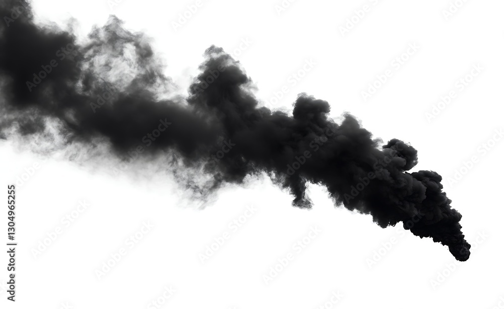 Poster mysterious cloud of smoke: a striking image of a swirling, dark smoke plume against a seamless backd