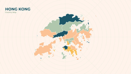 Obraz premium Map of Hong Kong isolated modern colorful State. Use for Website Layouts, Background, Education, Customizable, Travel Worldwide, Silhouette Backdrop, Earth Geography, Political.