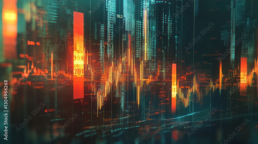 Poster abstract digital cityscape with data streams. possible use technology background