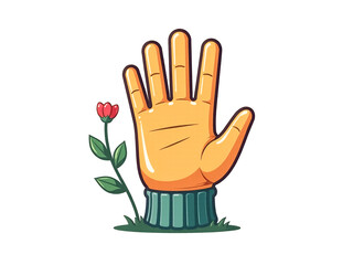 Obraz premium Dacha and Garden Icons logo A green glove with a white background. The glove is pointing to the right