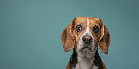 Beagle dog on minimalistic colorful background with Copy Space. Perfect for banners, veterinary ads, pet food promotions, and minimalist designs.