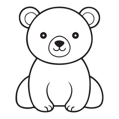 Cute Cartoon Bear Outline for Coloring